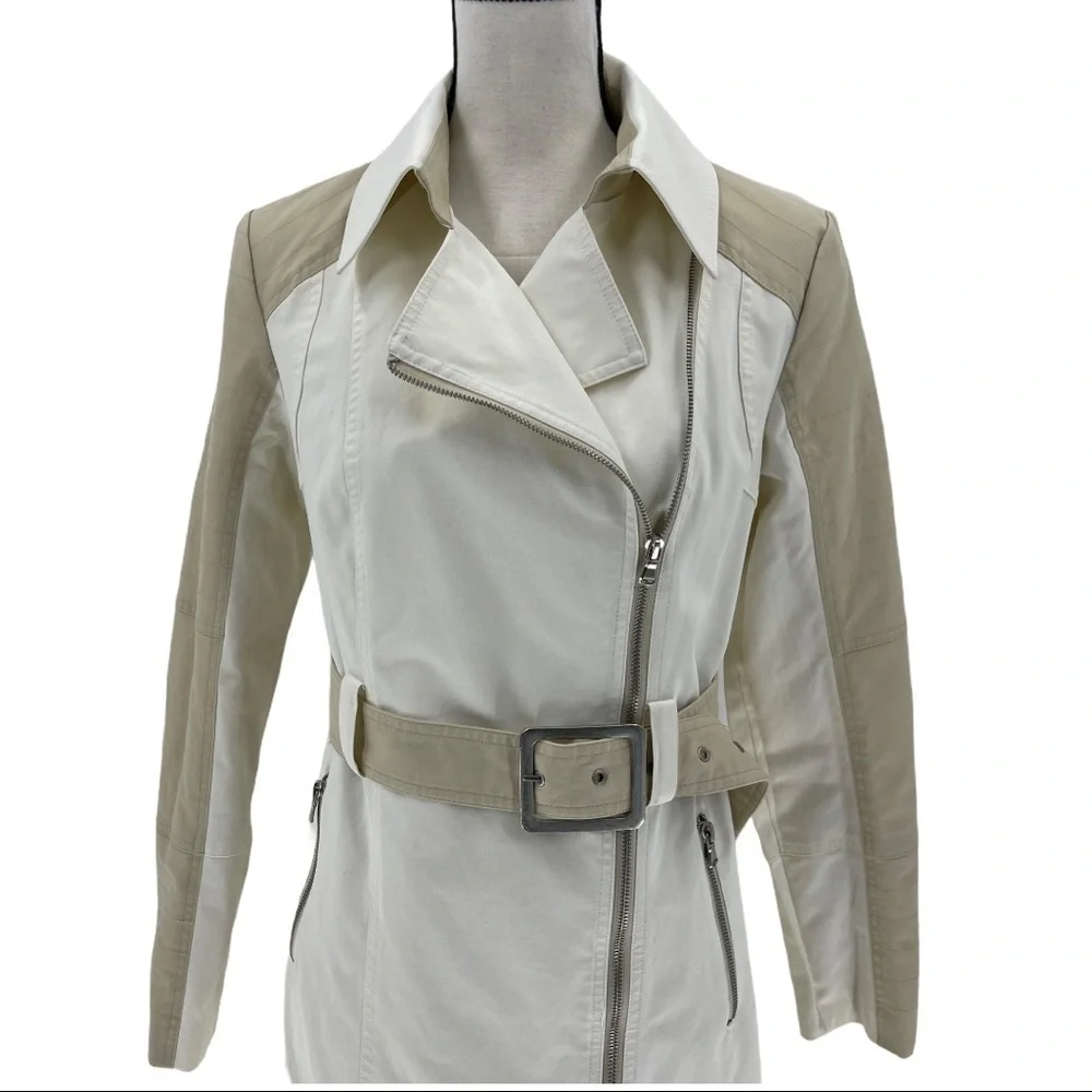 New York & Company Asymmetrical Zip Rain Coat Sz M - Picture 2 of 13